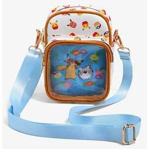 Pokemon Eevee & Pikachu Cupcakes‎ Floral Crossbody Pin Bag Purse